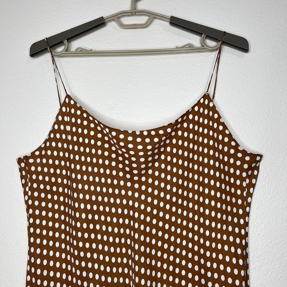 J. Crew Brown White Polka Dot Gwen Sleeveless Cupro Slip Dress Plus Size 18 NWT - Picture 5 of 14